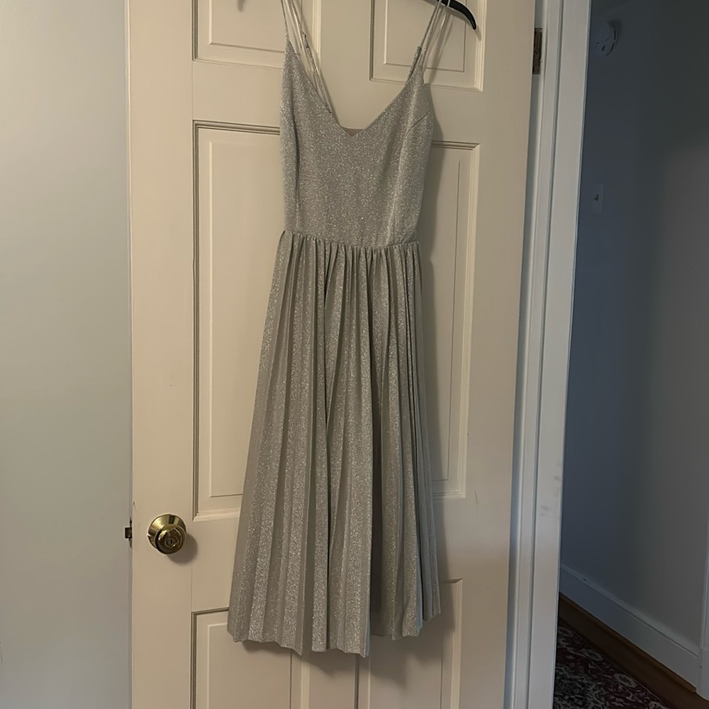Anthropologie Pleated gold party dress by Elevenses